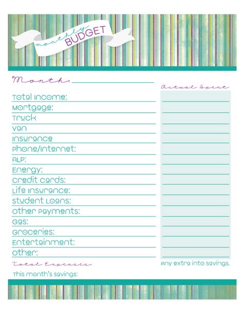 heather rolin  monthly budget printable
