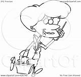 Businesswoman Pleasant Talking Walking Illustration Line Cell Royalty Clipart Phone Toonaday Rf sketch template