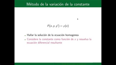 Método De La Variación De La Constante En Ecuaciones Diferenciales