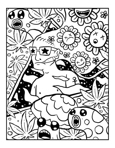 stoner coloring book stoner coloring pages trippy coloring etsy