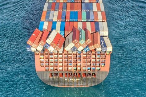 ship apl england carrying cargo  china loses containers overboard