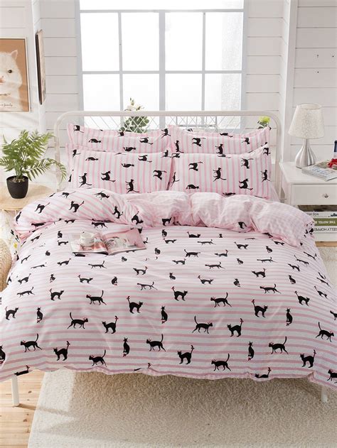 allover cat print sheet set bedding sets bedding set printed sheets