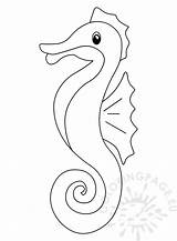 Outline Seahorse Animals Cute Coloring sketch template