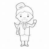 Waitress Stewardess sketch template