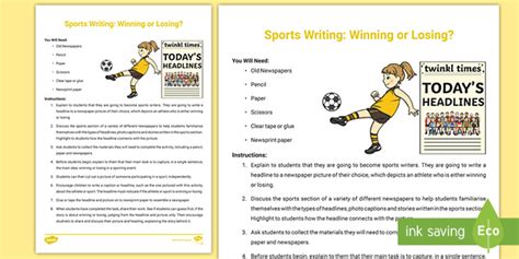 sports writing winning  losing activity teacher