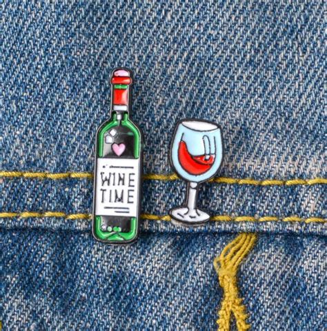 2021 mini cute wine and wine glasses couple pins red wine