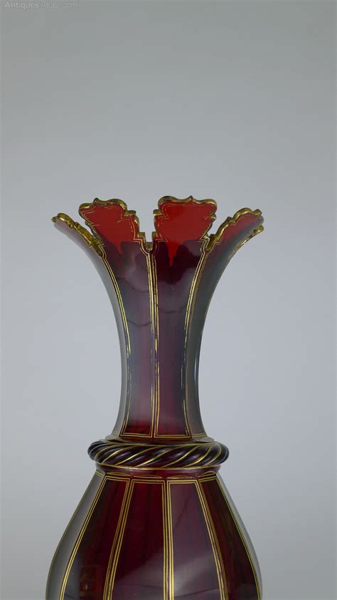 Antiques Atlas Large 19th C Ruby Bohemian Glass Vase