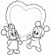 Mickey Coloring Pages Mouse Valentine Printable Getcolorings Heart Color sketch template