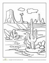 Desert Coloring Pages Worksheets Color Sheets Printable Landscape Kids Choose Board Grade Drawing Education Deserts Adults sketch template