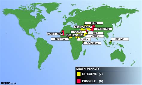 countries around the world where the penalty for being gay is death