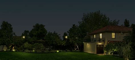 stock photo night view  residential backyard  guest house