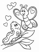 Coloring Valentine Pages Caterpillar Butterfly Kids sketch template