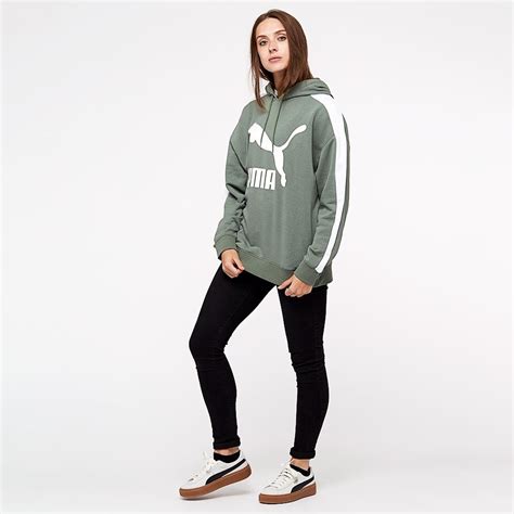 womens clothing puma womens classics logo  hoody laurel wreath