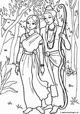 Sita Rama Coloring Colouring Pages Diwali Story Bollywood Indian India Drawing Party Saree Ram Ravana Outline Princess Printable Kids Woods sketch template