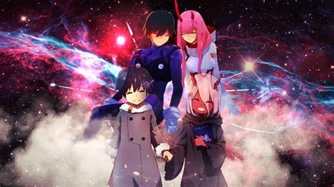 Darling In The Franxx Zero Two Hiro With Background Of