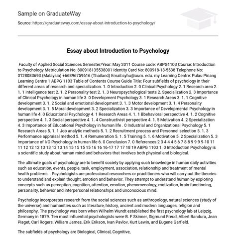 essay  introduction  psychology essay  graduateway