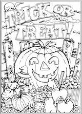 Halloween Coloring Pages Fall Sheets Adult Adults Books Kids Book Autumn Scenes Printable Colouring Coloriage Haven Creative Printables Dover Publications sketch template