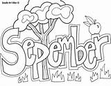 September Classroom Month Coloring Doodles sketch template