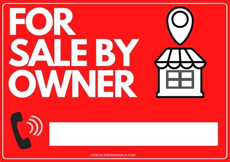 printable  sale  owner template   sign