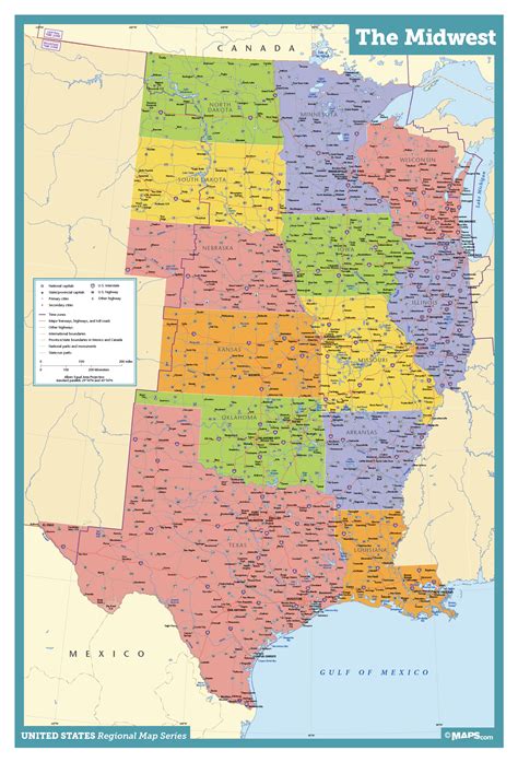 midwest wall map mapscomcom