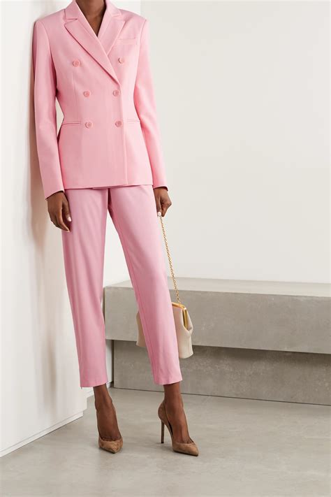 pastel pink ana double breasted wool blend blazer