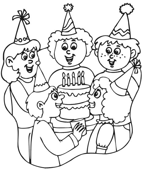 birthday coloring page party scene kid project pinterest