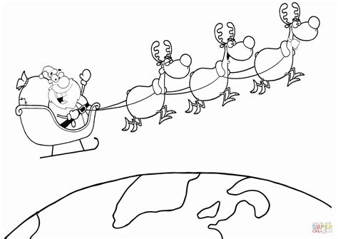 santa claus sleigh  reindeer coloring page coloring pages svg