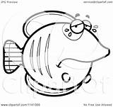 Sad Coloring Butterflyfish Cartoon Crying Clipart Outlined Vector Bored Thoman Cory Royalty Designlooter Clipartof sketch template
