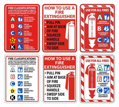 conjunto de etiquetas de instrucciones de extintor de incendios