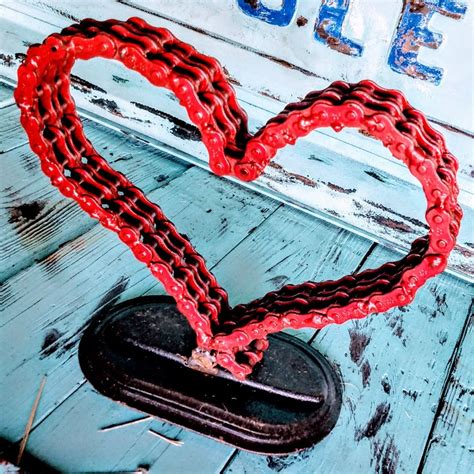 buy custom metal bike chain art heart   order  metal art