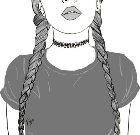 braids drawing girl lips outline outlines tumblr follow