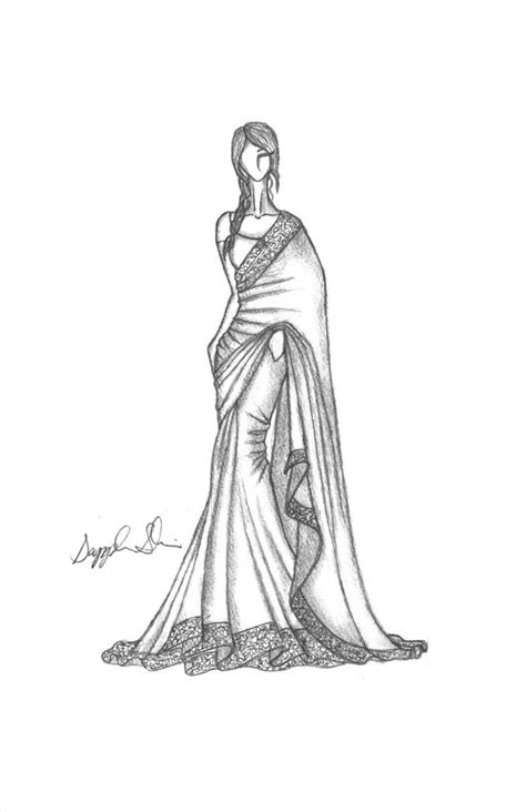 drawing   woman   long dress   veil   head
