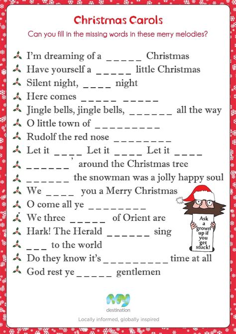 printable christmas song lyrics  printable
