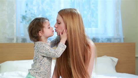 Stock Video Clip Of Little Cute Girl Kissing Her Mother Shutterstock