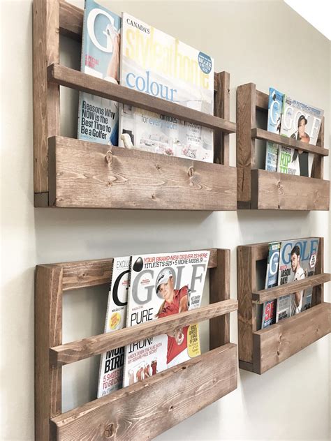 wood magazine holder magazine wall storage rack wall etsy canada creative home decor wood