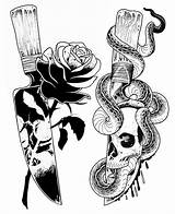 School Old Drawings Tattoos Tattoo Skull Sketches Drawing Motive Designs Sleeve Cool Choose Board Paintingvalley sketch template