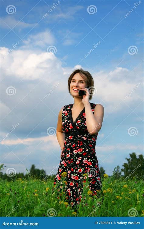 girl   phone stock image image  modern nature
