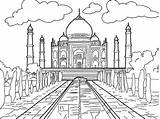 Mahal Taj Monuments Colorier Monumentos sketch template
