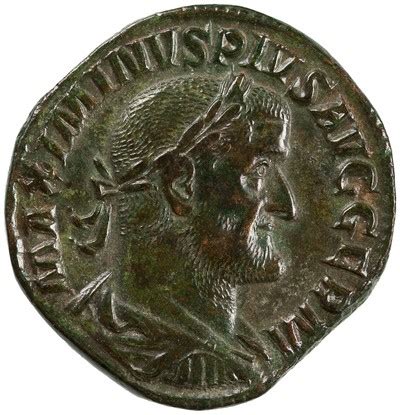 american numismatic society bronze sestertius  maximinus thrax rome ad  ad