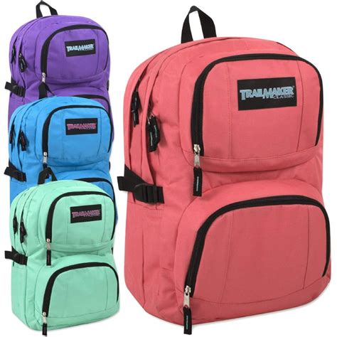 wholesale trailmaker double compartment backpack  padding girl colors
