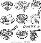 Food Chinese Sketch Drawing Vector Coloring Pages Clipart Doodle Dinner Paintingvalley Collection Set Template sketch template