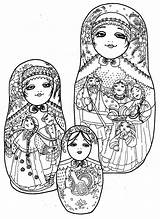 Pages Coloring Dolls Doll Matryoshka Gif Russian Colouring Color Matreshka Nesting sketch template