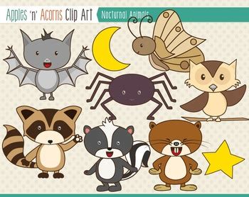 nocturnal animals clip art color  outlines nocturnal animals