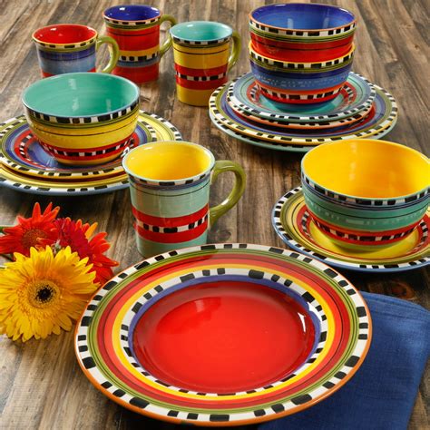 gibson home pueblo springs handpainted  piece dinnerware set