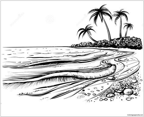 sea beach  waves coloring page  printable coloring pages