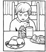 Coloring Pages Before Clipart Kids Thank Jesus Eat God Eating Prayer Pray Bible Praying Dinner Color Sheets Christian Children Boy sketch template