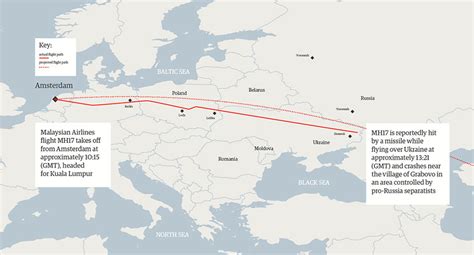 malaysia airlines mh17 flight path map world news the guardian