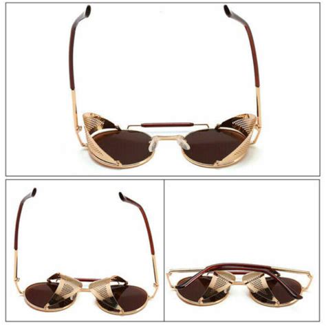 vintage steampunk unisex sunglasses side shield retro round eyewear