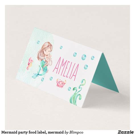mermaid party food label mermaid place card zazzlecomau party