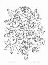 Rosas Books Flores Rozen Delle Colore Vettore Floral Alexanderpokusay sketch template